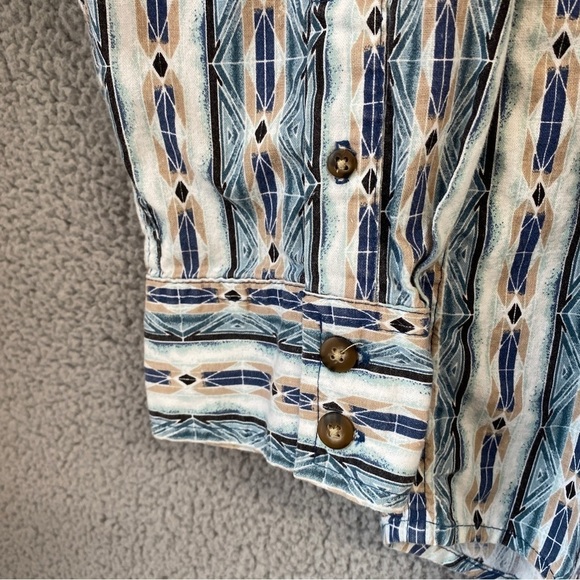 Vtg Western Plains Trading Co Western Cowboy Aztec Long Sleeve Button Shirt Sz L - Picture 6 of 11